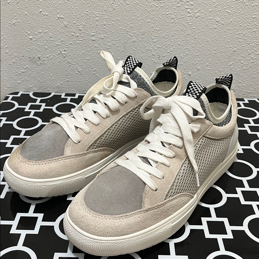 Steve Madden BLISS Taupe Fabric Low Top Women's Fashion Sneakers Sz 9M BLIS03S1